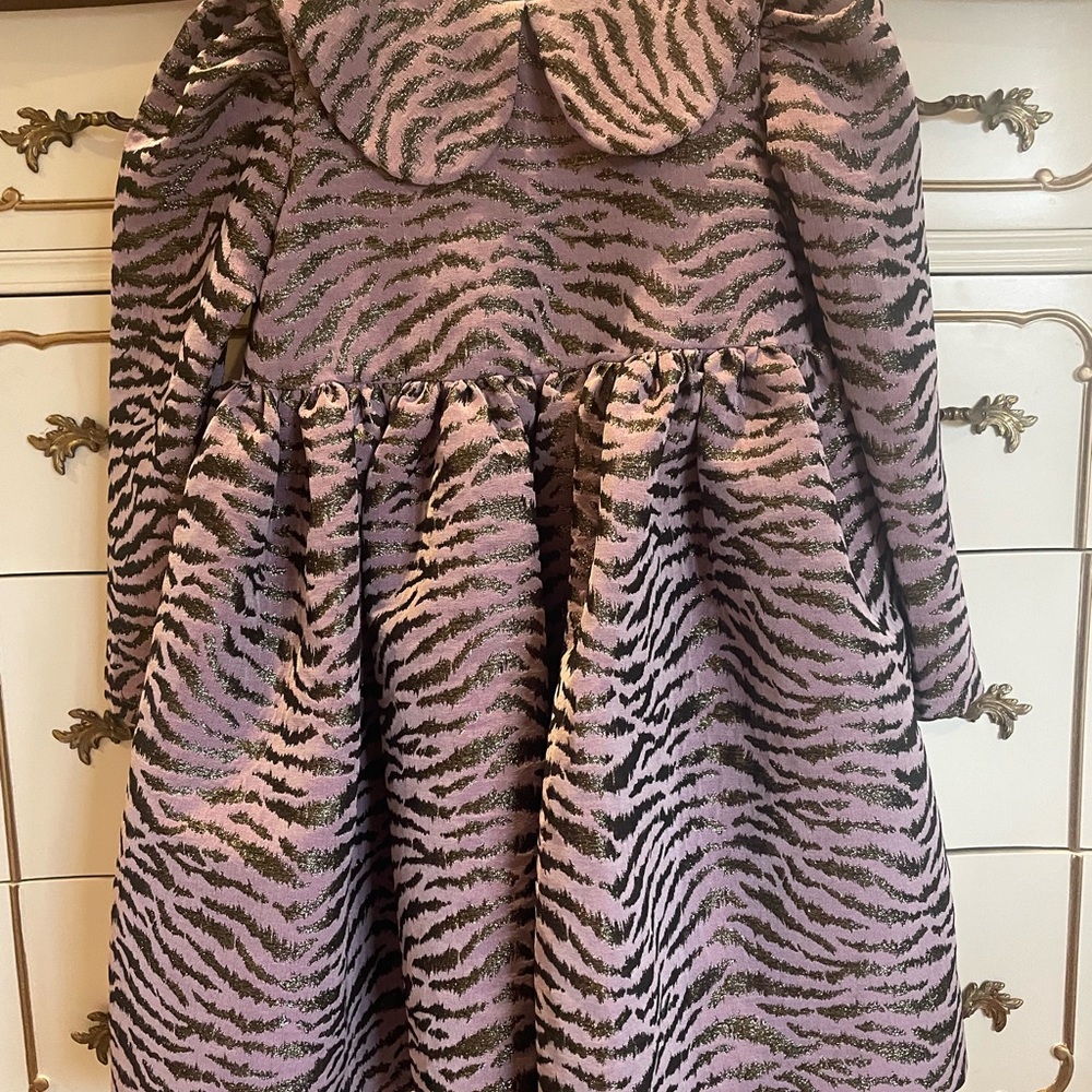 Casual Pink and Black A-Line Dress with Puff Sleeves